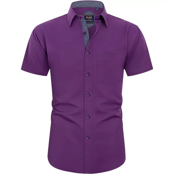 J.VER Men's Short Sleeve Dress Shirts with Pocket Casual Button Down Shirt Wrinkle-Free Stretch Business Shirts