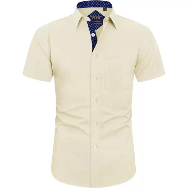 J.VER Men's Short Sleeve Dress Shirts with Pocket Casual Button Down Shirt Wrinkle-Free Stretch Business Shirts