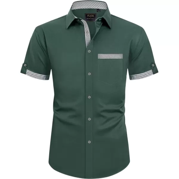 J.VER Men's Short Sleeve Dress Shirts with Pocket Casual Button Down Shirt Wrinkle-Free Stretch Business Shirts