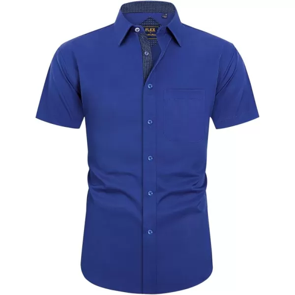 J.VER Men's Short Sleeve Dress Shirts with Pocket Casual Button Down Shirt Wrinkle-Free Stretch Business Shirts