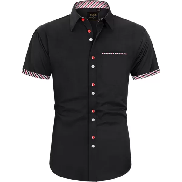 J.VER Men's Short Sleeve Dress Shirts with Pocket Casual Button Down Shirt Wrinkle-Free Stretch Business Shirts