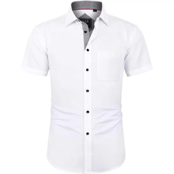J.VER Men's Short Sleeve Dress Shirts with Pocket Casual Button Down Shirt Wrinkle-Free Stretch Business Shirts