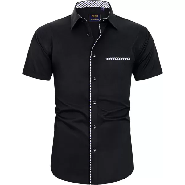J.VER Men's Short Sleeve Dress Shirts with Pocket Casual Button Down Shirt Wrinkle-Free Stretch Business Shirts