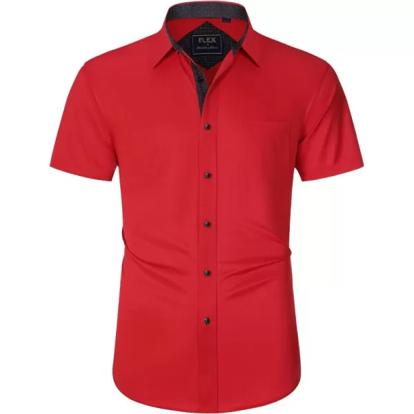 J.VER Men's Short Sleeve Dress Shirts with Pocket Casual Button Down Shirt Wrinkle-Free Stretch Business Shirts