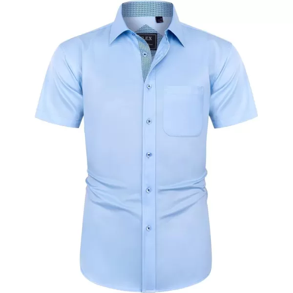 J.VER Men's Short Sleeve Dress Shirts with Pocket Casual Button Down Shirt Wrinkle-Free Stretch Business Shirts