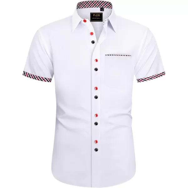 J.VER Men's Short Sleeve Dress Shirts with Pocket Casual Button Down Shirt Wrinkle-Free Stretch Business Shirts