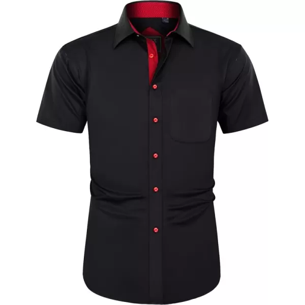 J.VER Men's Short Sleeve Dress Shirts with Pocket Casual Button Down Shirt Wrinkle-Free Stretch Business Shirts