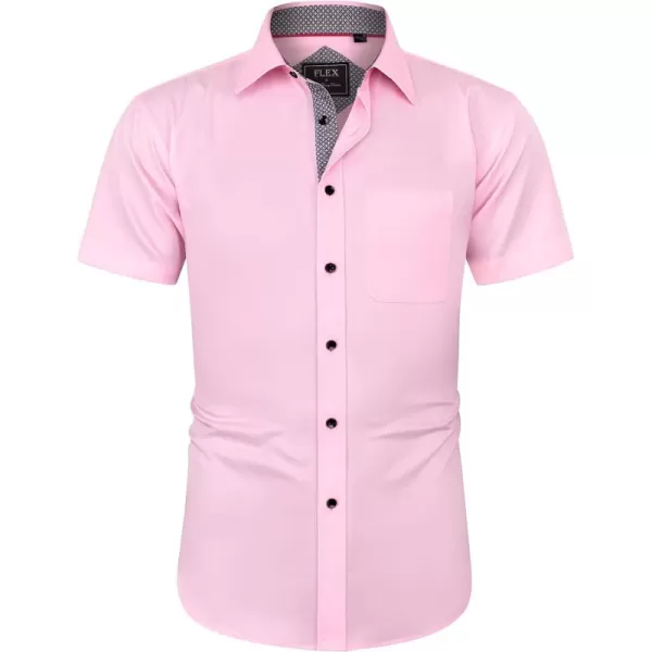 J.VER Men's Short Sleeve Dress Shirts with Pocket Casual Button Down Shirt Wrinkle-Free Stretch Business Shirts