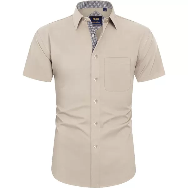 J.VER Men's Short Sleeve Dress Shirts with Pocket Casual Button Down Shirt Wrinkle-Free Stretch Business Shirts