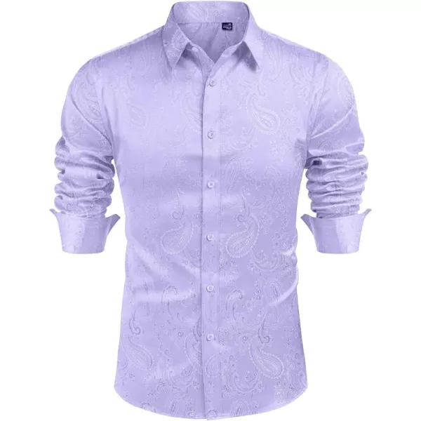 J.VER Men's Silk Satin Long Sleeve Dress Shirts Shiny Casual Button Down Shirt Luxury Party Prom Shirts