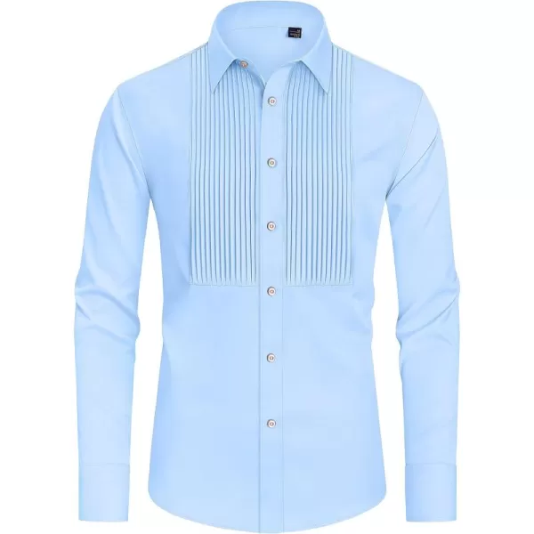 J.VER Men's Tuxedo Shirt Formal Dress Shirt Pleated Long Sleeve Button Down Shirts for Prom Party Wedding