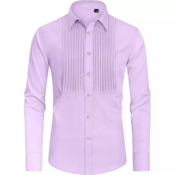 J.VER Men's Tuxedo Shirt Formal Dress Shirt Pleated Long Sleeve Button Down Shirts for Prom Party Wedding