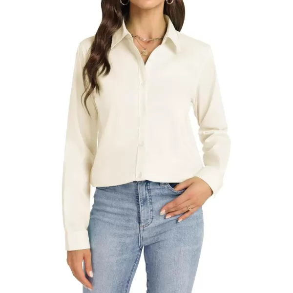 J.VER Womens Button Down Shirt Long Sleeve Dress Shirts Stretch Solid Work Blouse