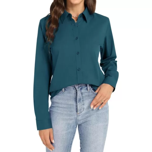 J.VER Womens Button Down Shirt Long Sleeve Dress Shirts Stretch Solid Work Blouse