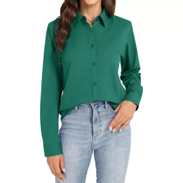 J.VER Womens Button Down Shirt Long Sleeve Dress Shirts Stretch Solid Work Blouse