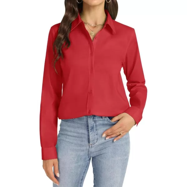 J.VER Womens Button Down Shirt Long Sleeve Dress Shirts Stretch Solid Work Blouse
