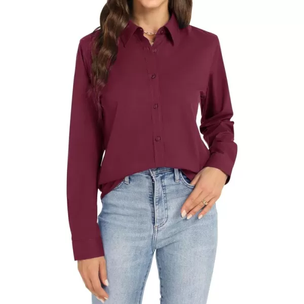 J.VER Womens Button Down Shirt Long Sleeve Dress Shirts Stretch Solid Work Blouse