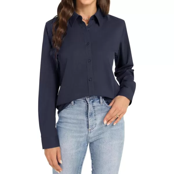 J.VER Womens Button Down Shirt Long Sleeve Dress Shirts Stretch Solid Work Blouse