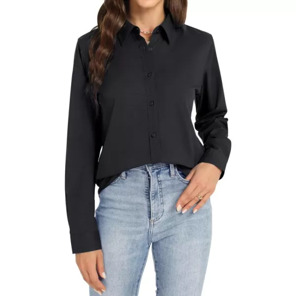 J.VER Womens Button Down Shirt Long Sleeve Dress Shirts Stretch Solid Work Blouse