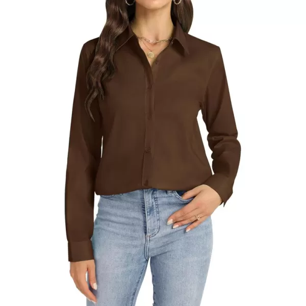 J.VER Womens Button Down Shirt Long Sleeve Dress Shirts Stretch Solid Work Blouse