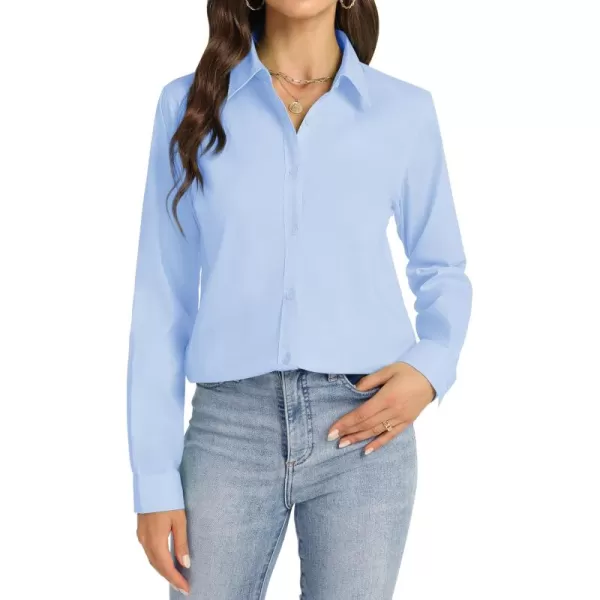 J.VER Womens Button Down Shirt Long Sleeve Dress Shirts Stretch Solid Work Blouse
