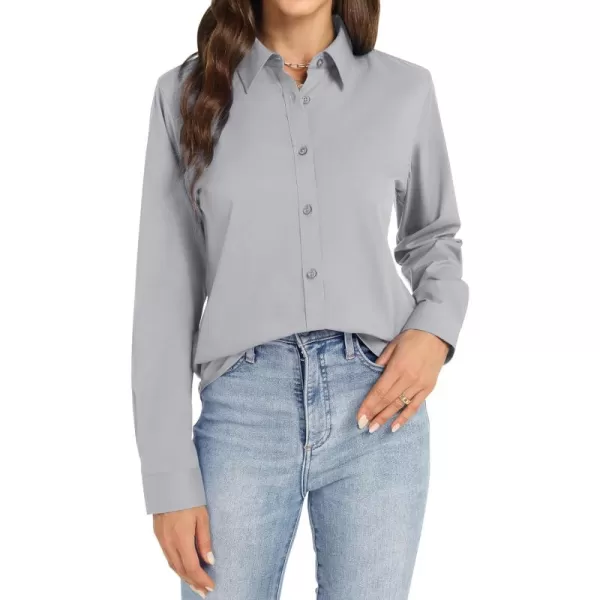J.VER Womens Button Down Shirt Long Sleeve Dress Shirts Stretch Solid Work Blouse