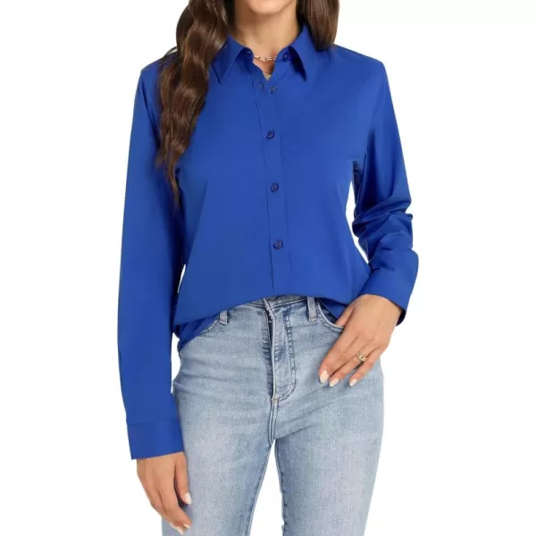 J.VER Womens Button Down Shirt Long Sleeve Dress Shirts Stretch Solid Work Blouse