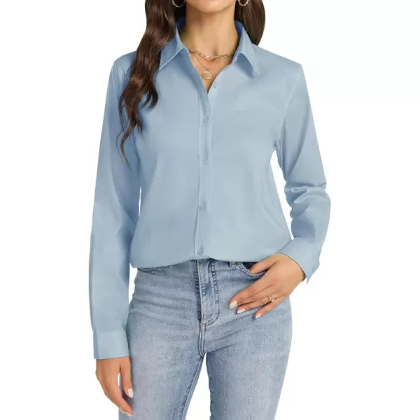 J.VER Womens Button Down Shirt Long Sleeve Dress Shirts Stretch Solid Work Blouse