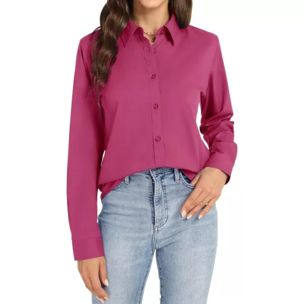 J.VER Womens Button Down Shirt Long Sleeve Dress Shirts Stretch Solid Work Blouse