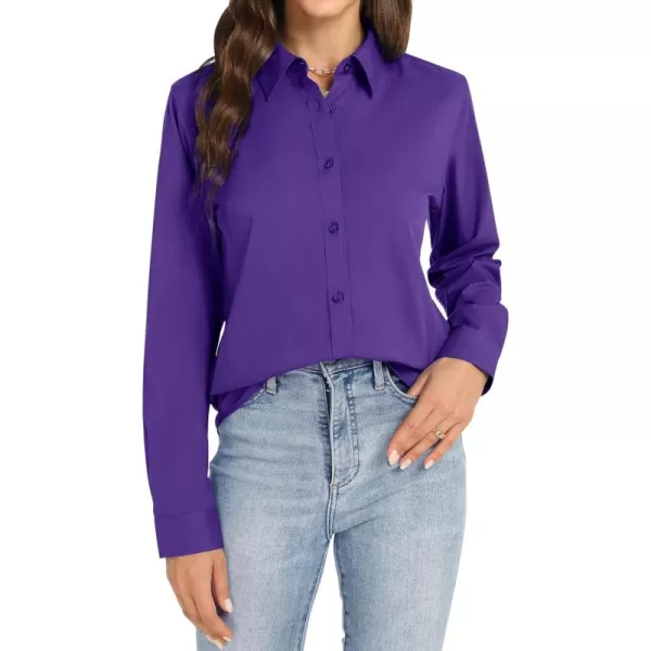 J.VER Womens Button Down Shirt Long Sleeve Dress Shirts Stretch Solid Work Blouse