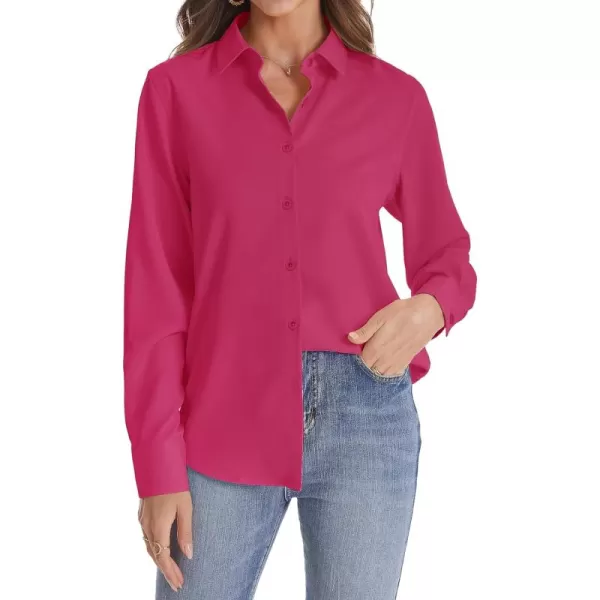 J.VER Womens Button Down Shirt Long Sleeve Wrinkle Free Lightweight Solid Chiffon Dress Shirts Work Blouse