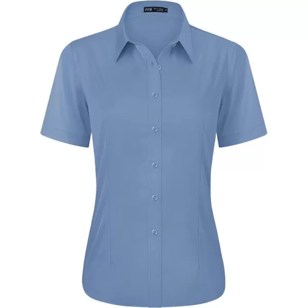 J.VER Womens Button Down Shirts Stretch Wrinkle Free Formal Short Sleeve Dress Shirt Summer Work Blouses Business Casual Tops