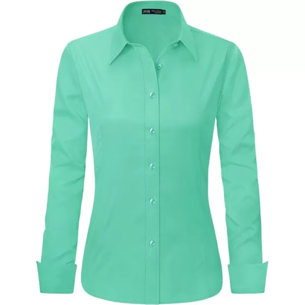 J.VER Womens Dress Shirts Long Sleeve Button Down Shirts Wrinkle-Free Solid Work Blouse