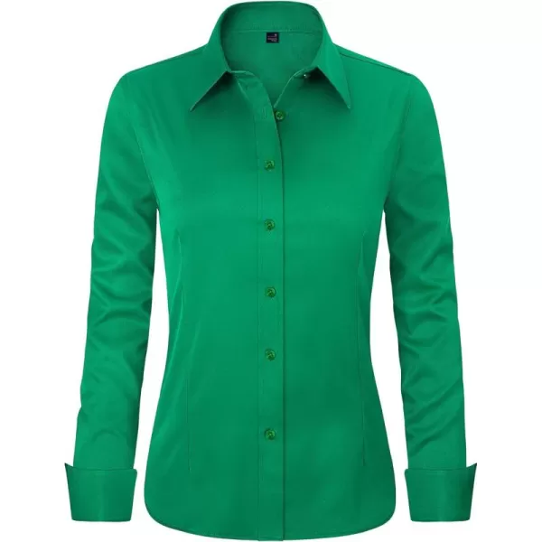 J.VER Womens Dress Shirts Long Sleeve Button Down Shirts Wrinkle-Free Solid Work Blouse