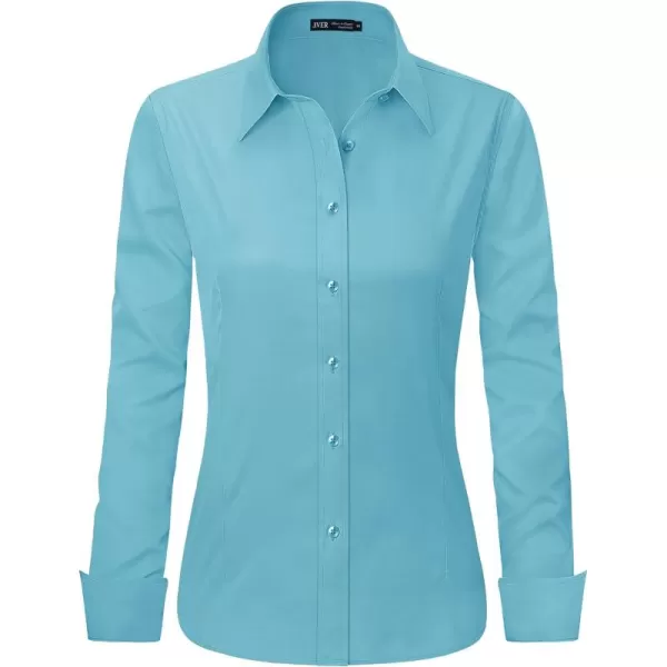 J.VER Womens Dress Shirts Long Sleeve Button Down Shirts Wrinkle-Free Solid Work Blouse