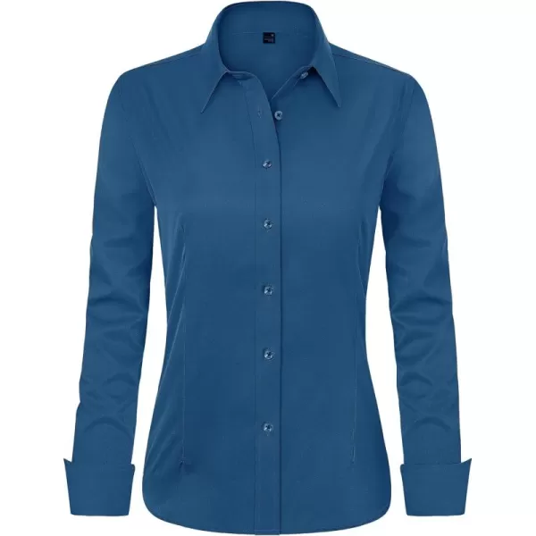 J.VER Womens Dress Shirts Long Sleeve Button Down Shirts Wrinkle-Free Solid Work Blouse