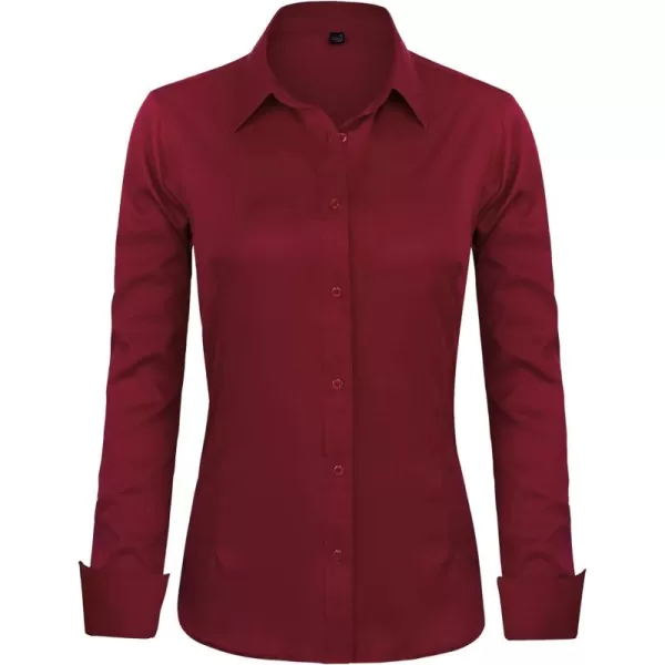 J.VER Womens Dress Shirts Long Sleeve Button Down Shirts Wrinkle-Free Solid Work Blouse