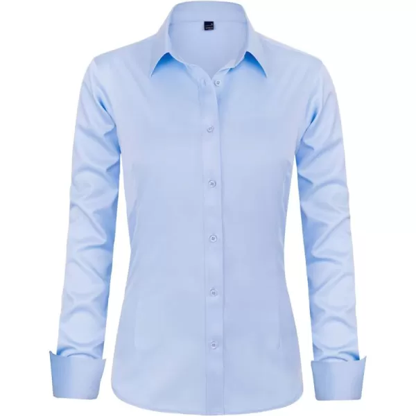 J.VER Womens Dress Shirts Long Sleeve Button Down Shirts Wrinkle-Free Solid Work Blouse