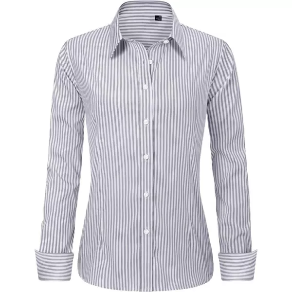 J.VER Womens Dress Shirts Long Sleeve Button Down Shirts Wrinkle-Free Solid Work Blouse