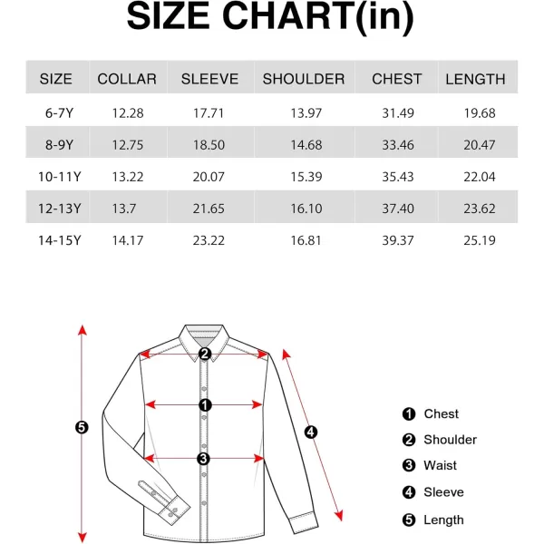 J.VER Boy's Long Sleeve Dress Shirts Solid Stretch Wrinkle-Free Shirt Kids Casual Button Down Shirts