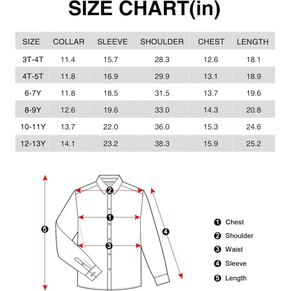 J.VER Boy's Long Sleeve Dress Shirts Solid Stretch Wrinkle-Free Shirt Kids Casual Button Down Shirts