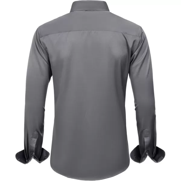 J.VER Boy's Long Sleeve Dress Shirts Solid Stretch Wrinkle-Free Shirt Kids Casual Button Down Shirts