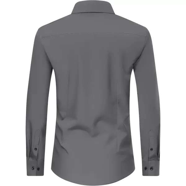 J.VER Men's Dress Shirts Solid Stretch Long Sleeve Formal Tuxedo Shirt Business Casual Button Down Shirts for Wedding Prom