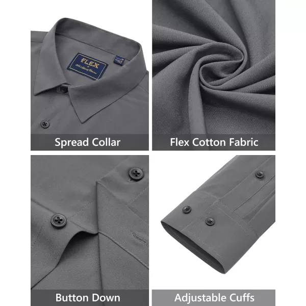 J.VER Men's Dress Shirts Solid Stretch Long Sleeve Formal Tuxedo Shirt Business Casual Button Down Shirts for Wedding Prom
