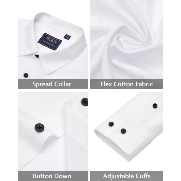 J.VER Men's Dress Shirts Solid Stretch Long Sleeve Formal Tuxedo Shirt Business Casual Button Down Shirts for Wedding Prom