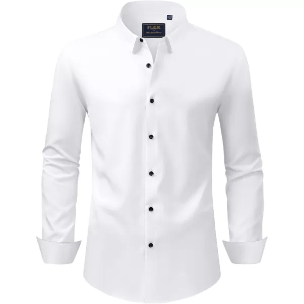 J.VER Men's Dress Shirts Solid Stretch Long Sleeve Formal Tuxedo Shirt Business Casual Button Down Shirts for Wedding Prom