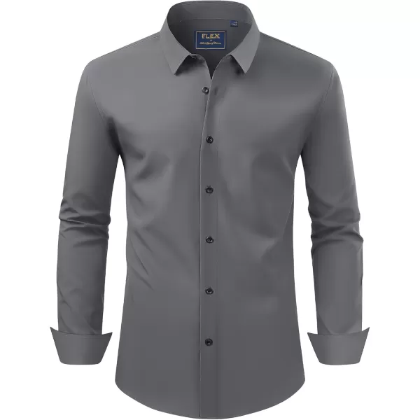 J.VER Men's Dress Shirts Solid Stretch Long Sleeve Formal Tuxedo Shirt Business Casual Button Down Shirts for Wedding Prom
