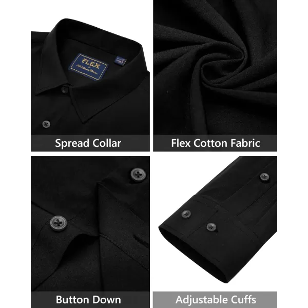J.VER Men's Dress Shirts Solid Stretch Long Sleeve Formal Tuxedo Shirt Business Casual Button Down Shirts for Wedding Prom