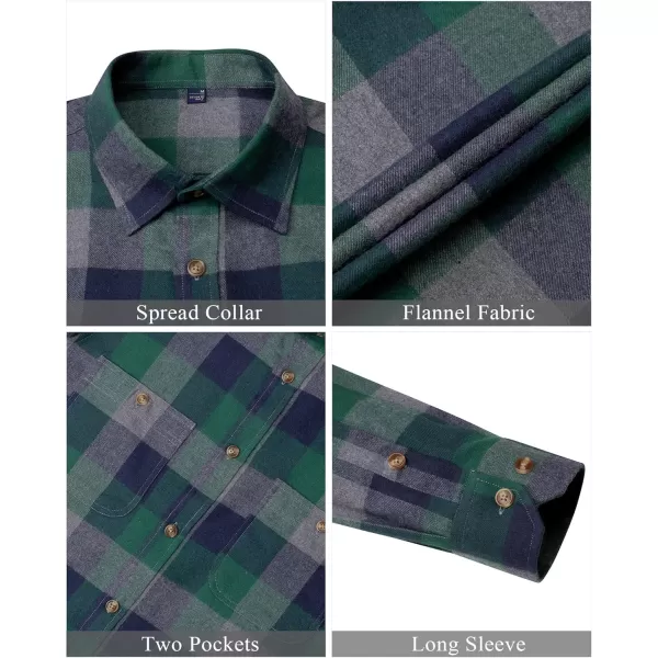 J.VER Men's Flannel Plaid Shirts Long Sleeve Regular Fit Casual Button Down Checkered Buffalo Plaid Shirt for Fall Winter