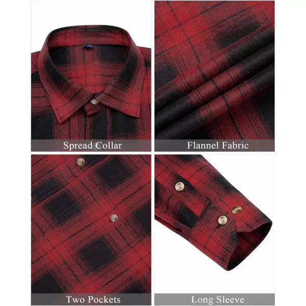 J.VER Men's Flannel Plaid Shirts Long Sleeve Regular Fit Casual Button Down Checkered Buffalo Plaid Shirt for Fall Winter